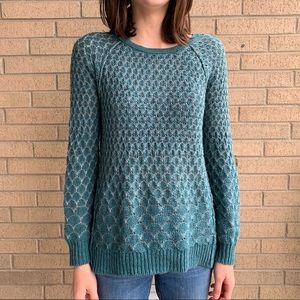 Two-tone Blue Knit Sweater